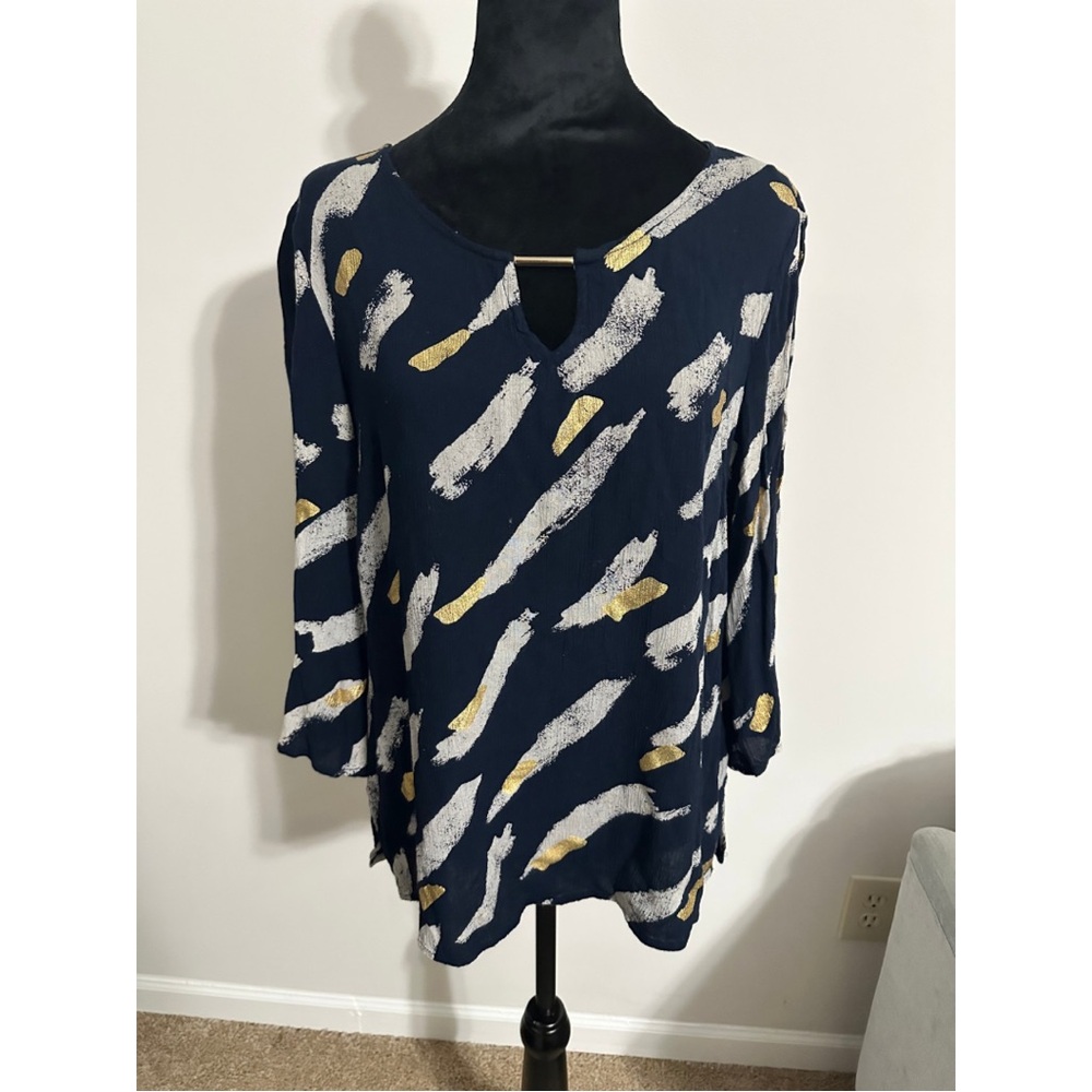 Navy and Gold Women's Top